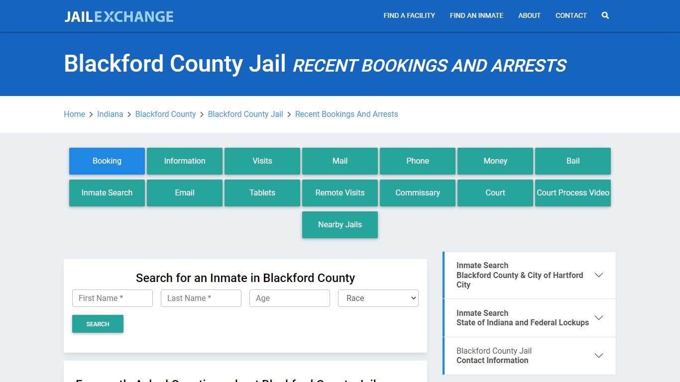 Blackford County Jail Recent Bookings And Arrests - Jail Exchange