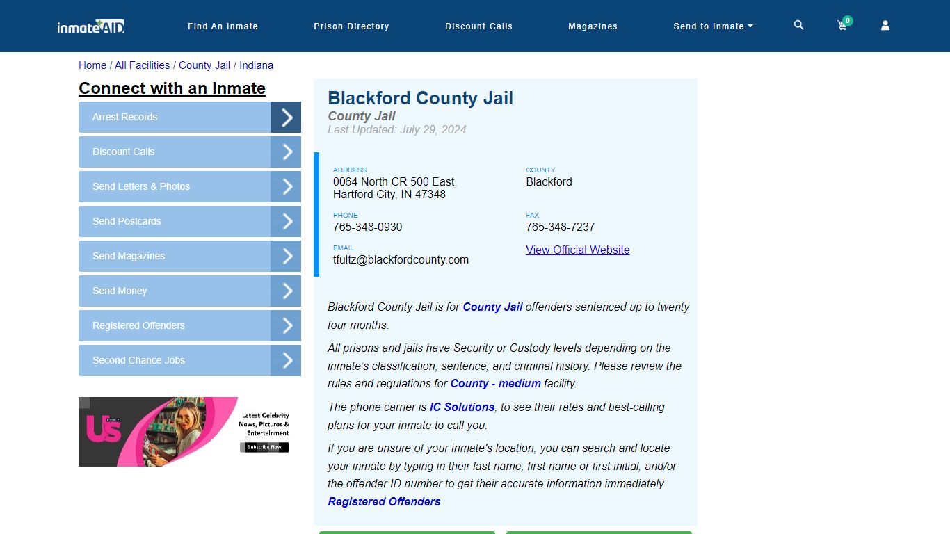 Blackford County Jail - Inmate Locator